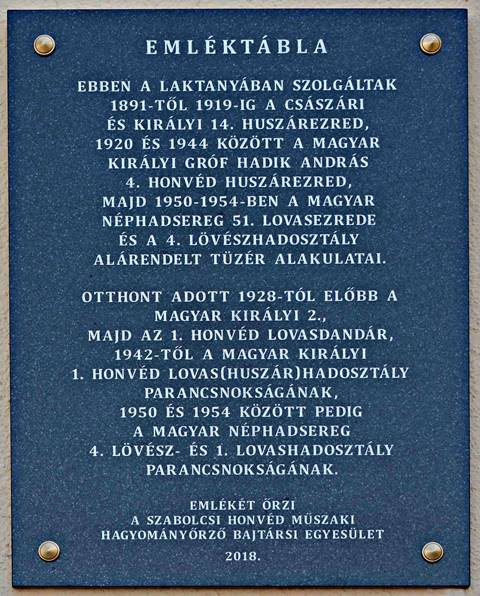 Huszartelep emlektabla