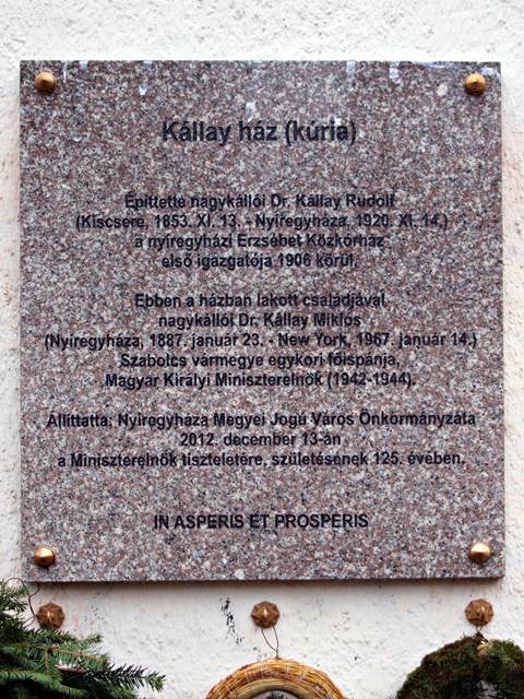06. Nyiregyhaza Kallay haz emlektabla