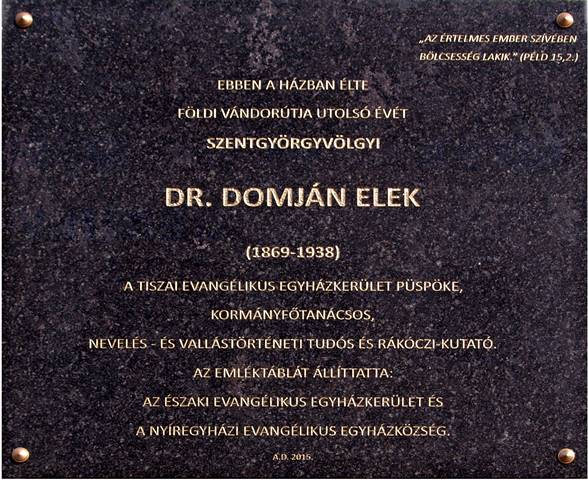 Dr. Domján Elek emléktábla Nyiregyhaza domjan elek emlektabla
