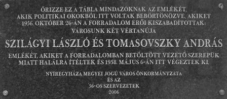 33. Szilagyi Tomasovszky emlektabla