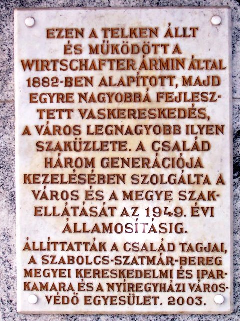 Wirtschafter emlektabla