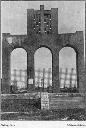 Képeslap az Északi temető kapujával regimorgotemetokapu